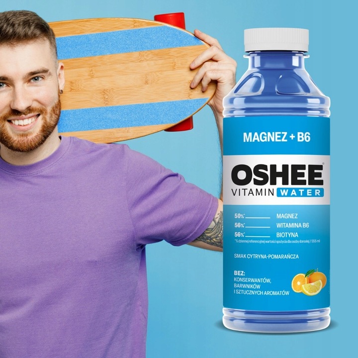 12x OSHEE Vitamin Water magnez + B6 555 ml