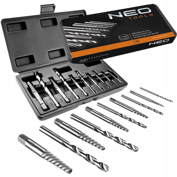 NEO KOMPLET ZESTAW WYKRĘTAKÓW DO ZERWANYCH URWANYCH ŚRUB + WALIZKA