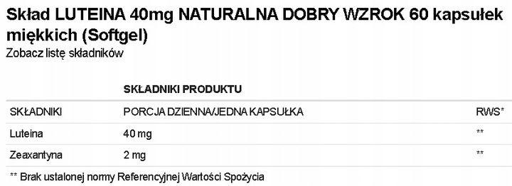 LUTEINA 40mg + ZEAXANTYNA 2mg AltoPharma DOBRY WZROK 60 kaps