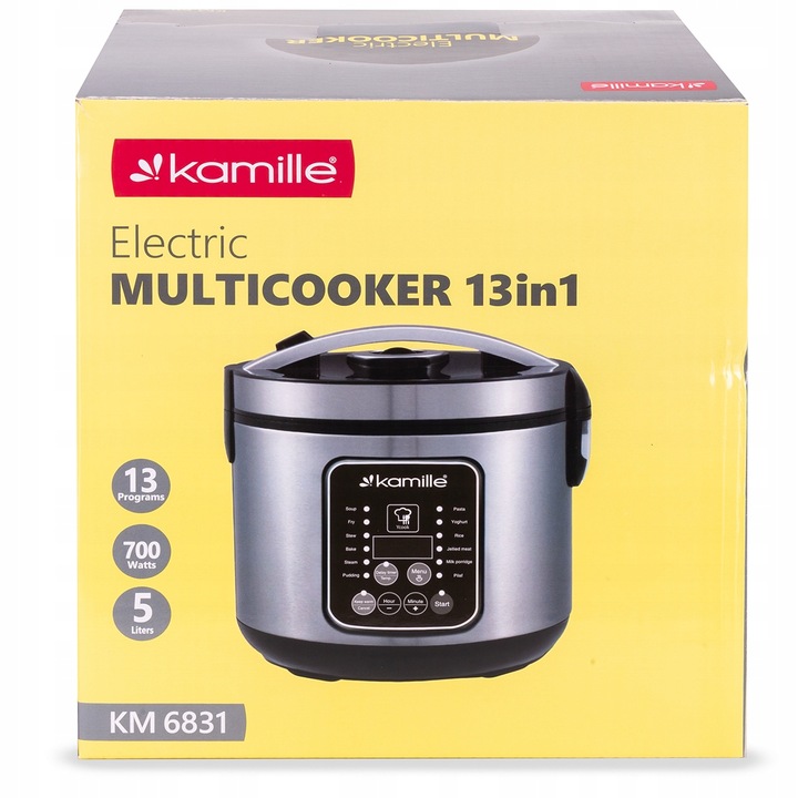 MULTICOOKER ELEKTRYCZNY garnek SZYBKOWAR parowar 13 programów KAMILLE