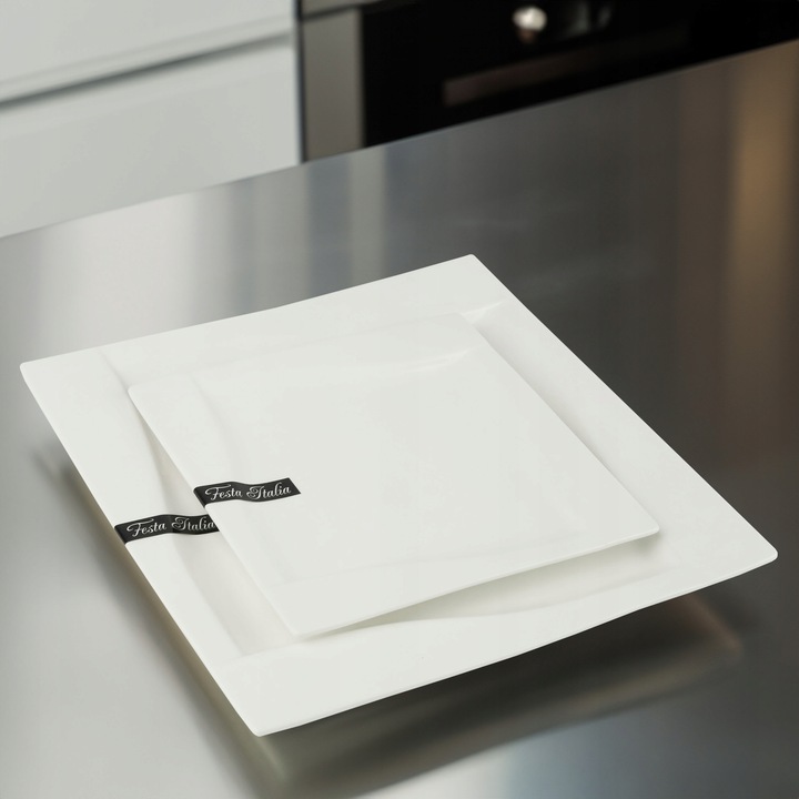 SERWIS OBIADOWY VIVA 18 EL DLA 6 OSÓB KWADRATOWY KPL TALERZY PORCELANOWYCH