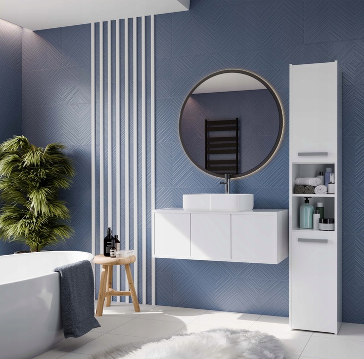 SZAFKA ŁAZIENKOWA S30 BIAŁY REGAŁ SŁUPEK 30CM 2 DRZWI PÓŁKI