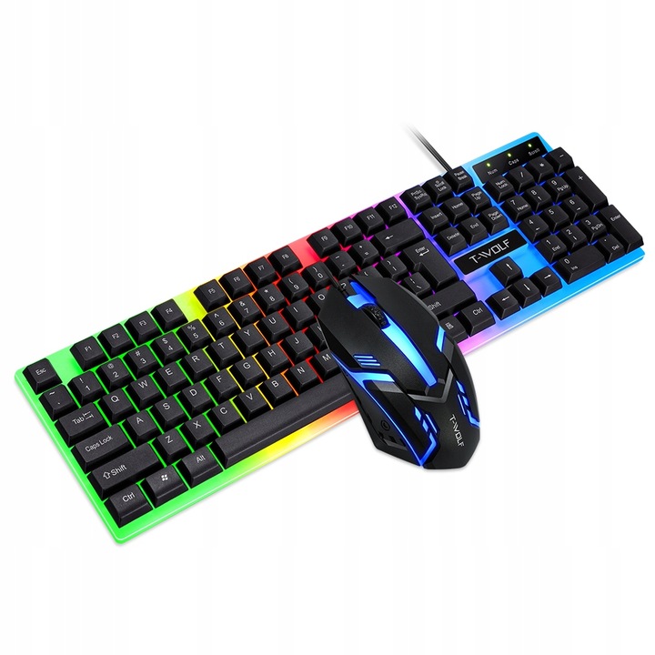 GAMINGOWA KLAWIATURA MYSZ-KA PODŚWIETLANA LED RGB