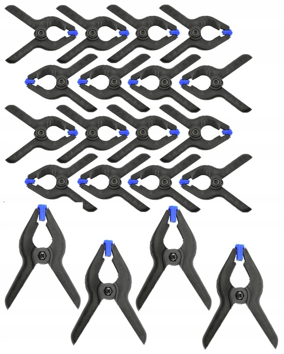 Zestaw ścisków sprężynowych 22 ściski 18x65mm 4x90mm modelarskie