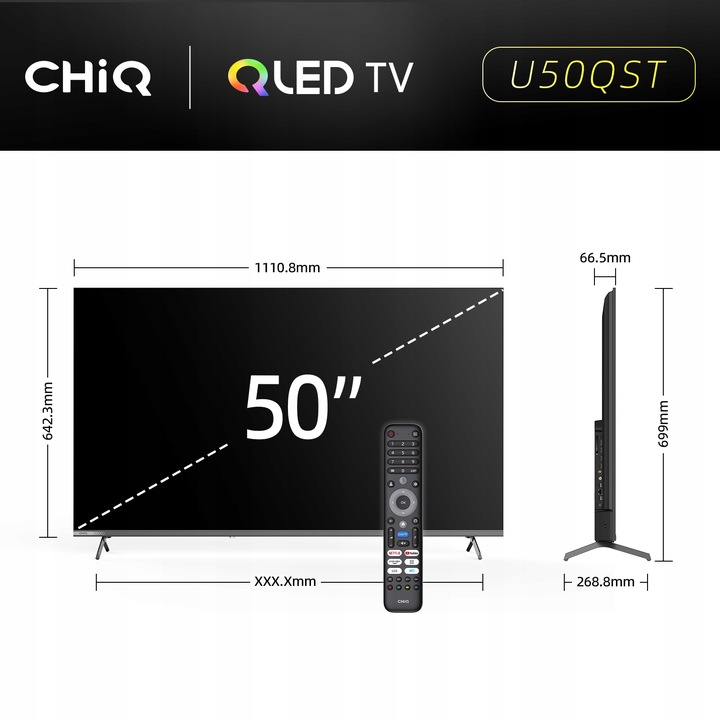 Telewizor QLED CHiQ U50QST 4K UHD Smart Google TV Dolby Audio DLNA
