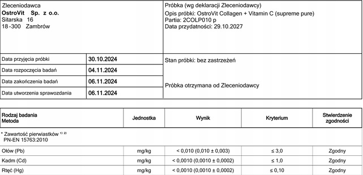 OstroVit Collagen + Vitamin C 400 G KOLAGEN Do Picia + Witamina C STAWY