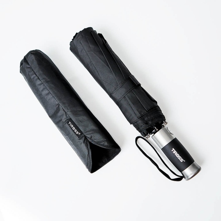 PARASOL PARASOLKA AUTOMATYCZNY WIATROODPORNY CZARNY TIROSS