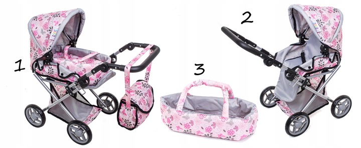 WÓZEK DLA LALEK 3w1 spacerowy głęboki LALKA BOBAS