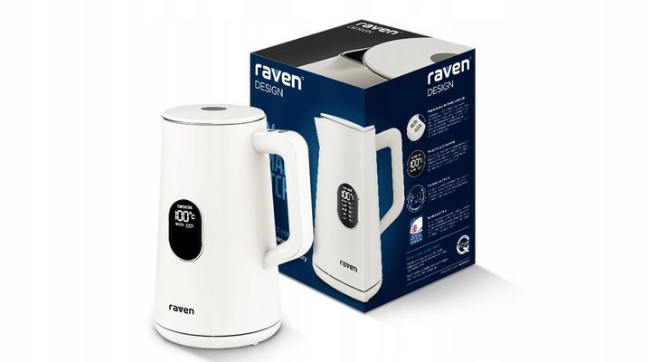 Biały Czajnik elektryczny RAVEN 1,5 W 1800 W