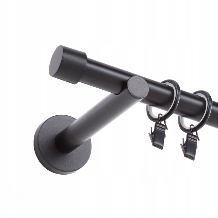 NOWOCZESNY KARNISZ POJEDYNCZY SIMPLE CICHE KÓŁKA 19mm / 300cm CZARNY