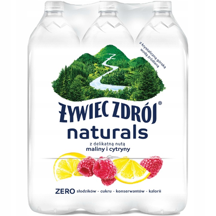 Żywiec Zdrój Naturals Napój z delikatną nutą maliny i cytryny 1,2 l x 6 szt