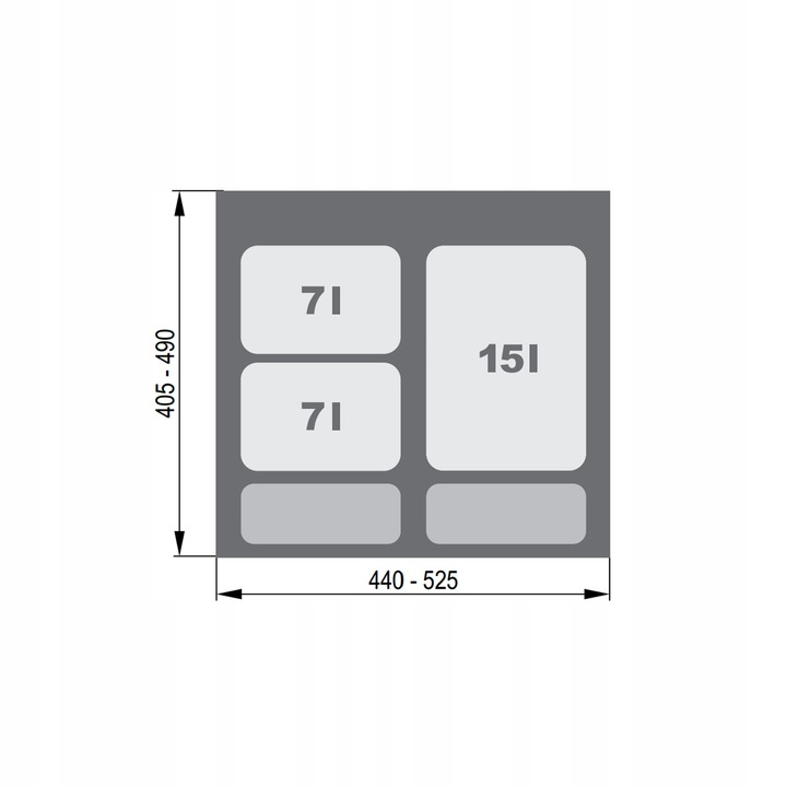 KOSZE NA ŚMIECI + NAKLEJKI REJS PRAKTIKO DO 600mm POTRÓJNY - 1X15L /