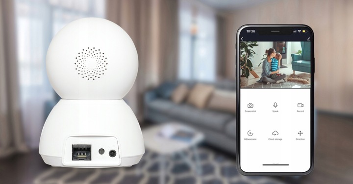 BEZPRZEWODOWA KAMERA IP MONITORINGU OBROTOWA WIFI FULLHD MIKROFON GŁOŚNIK