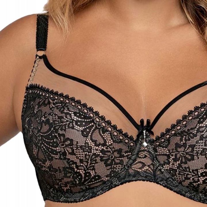 Ava 1396 Stanik BIUSTONOSZ Miękki soft wygodny Koronkowy 95F czarny