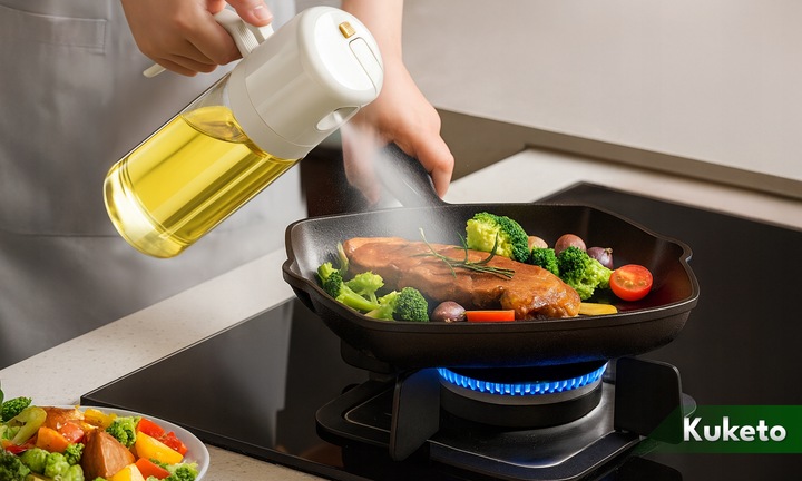 SPRYSKIWACZ DO OLIWY OLEJU SZKLANY DOZOWNIK W SPRAYU POJEMNIK DUŻY 550ml