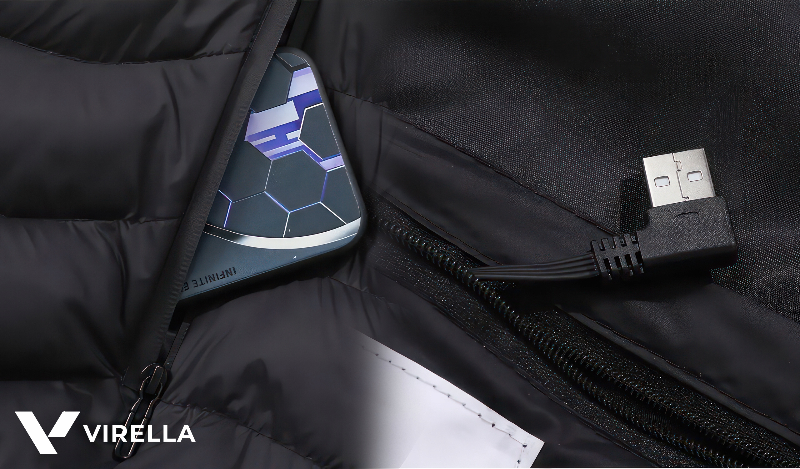 KURTKA ZIMOWA Z KAPTUREM PIKOWANA PODGRZEWANA 21 STREF ELEKTRYCZNA USB XL