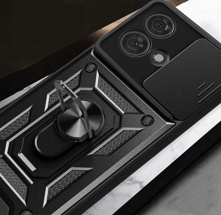 Etui do MOTOROLA EDGE 40 NEO PANCERNE RING 360° Szkło 3D z czytnikiem linii