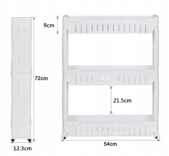 MOBILNA WĄSKA SZAFKA NA KÓŁKACH DO KUCHNI ŁAZIENKI