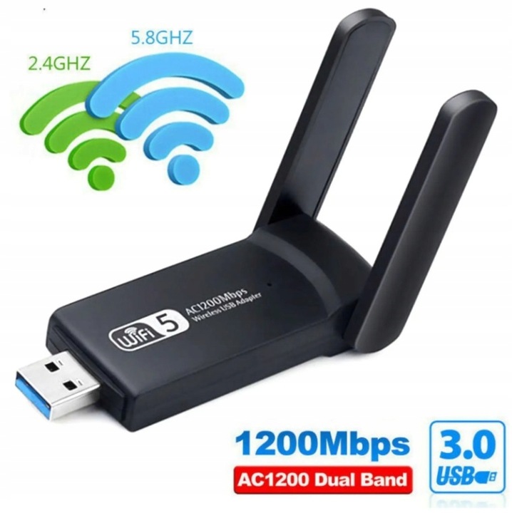 ADAPTER WI-FI KARTA SIECIOWA USB 3.0 1300Mbps ANTENA ZEWNĘTRZNA WIFI