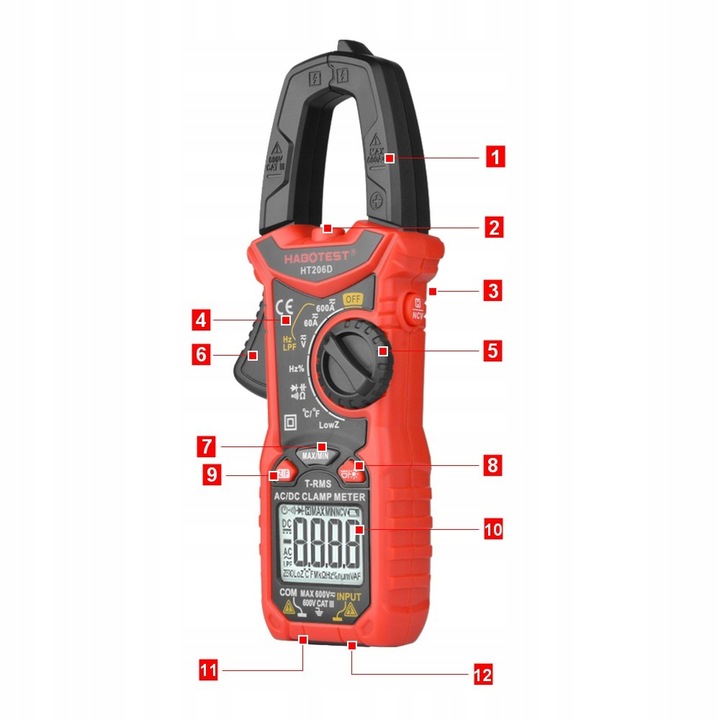 MULTIMETR MIERNIK CĘGOWY WYŚWIETLACZ LCD LATARKA LED BATERIE ETUI