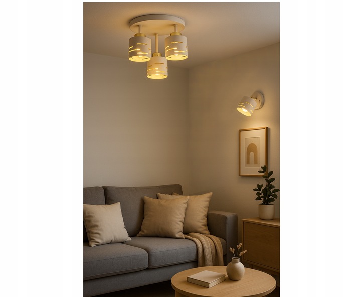 Lampa Sufitowa Plafon Żyrandol Ecru Beżowa Kaszmir Vox Led