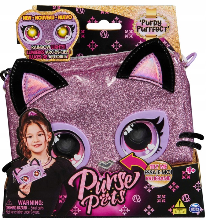 PURSE PETS PURDY PURRFECT TOREBKA INTERAKTYWNA Z TĘCZOWYMI OCZAMI ŚWIATŁO