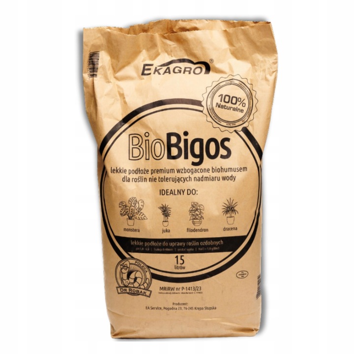 Podłoże Bigos Lekka BIO Ziemia do Monstery Kwiatów15L Wzbogacone