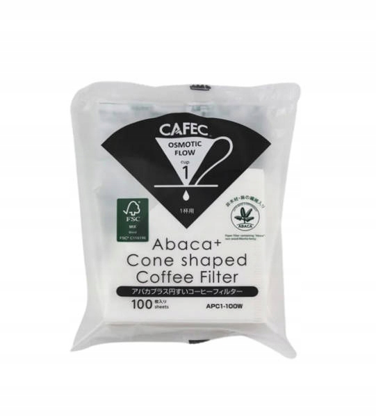 Filtry papierowe do kawy Cafec Abaca+ Plus cup1 100 sztuk
