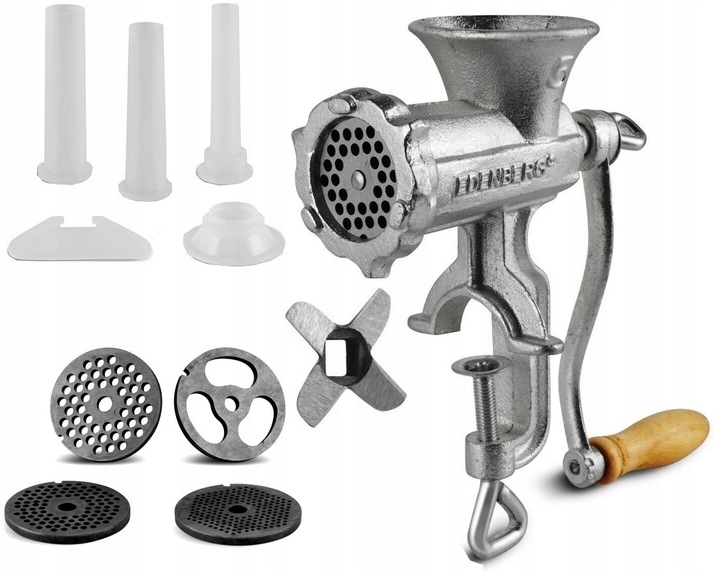 RĘCZNA MASZYNKA do MIELENIA Mięsa Żeliwna nr. 5 Nadziewarka 4 Sita 3