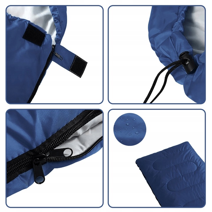 LEKKI ŚPIWÓR TURYSTYCZNY MUMIA KAPTUR 210CM CIEPŁY KOŁDRA + POKROWIEC 2w1