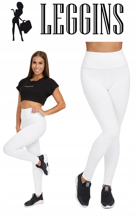 Legginsy z wysokim stanem wyszczuplające panel w pasie bawełniane M