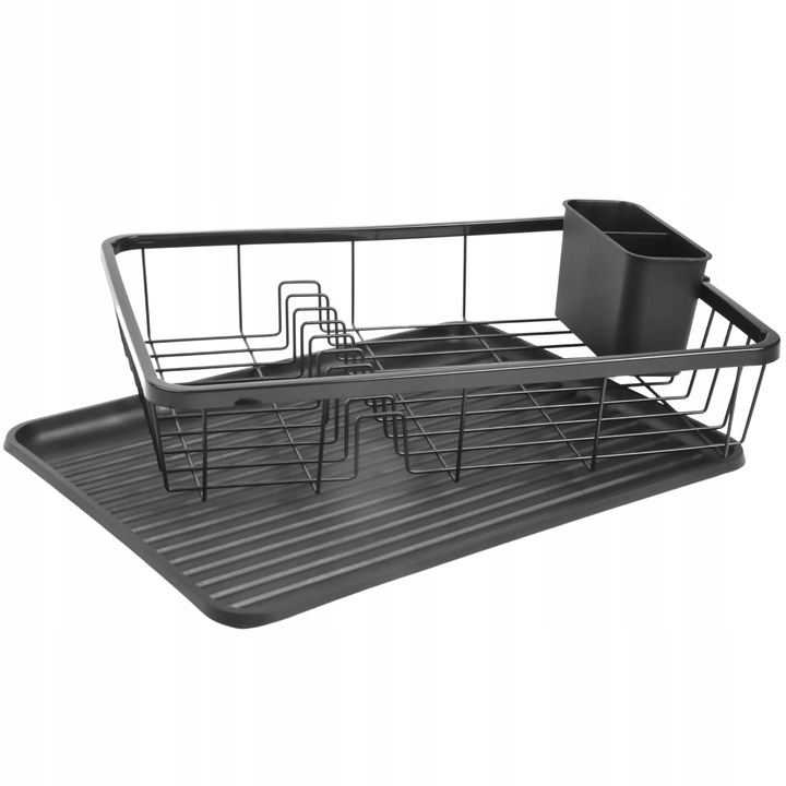 OCIEKACZ DUŻA SUSZARKA do NACZYŃ STOJĄCA na SZTUĆCE KUBEK TALERZE CZARNY