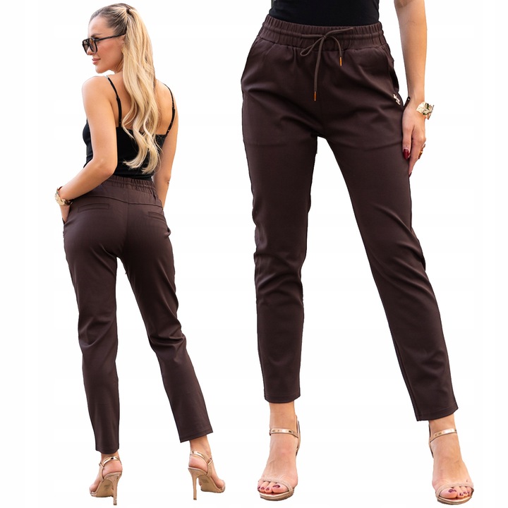 Luźne SPODNIE Dresy CASUAL Wiązanie W Pasie Prosta Nogawka Mucha