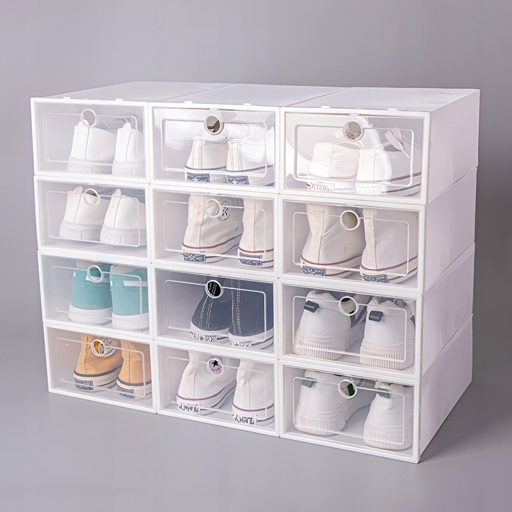 10 x PUDEŁKO POJEMNIK ORGANIZER NA BUTY Z KLAPĄ SZAFKA MODUŁOWA BIAŁA