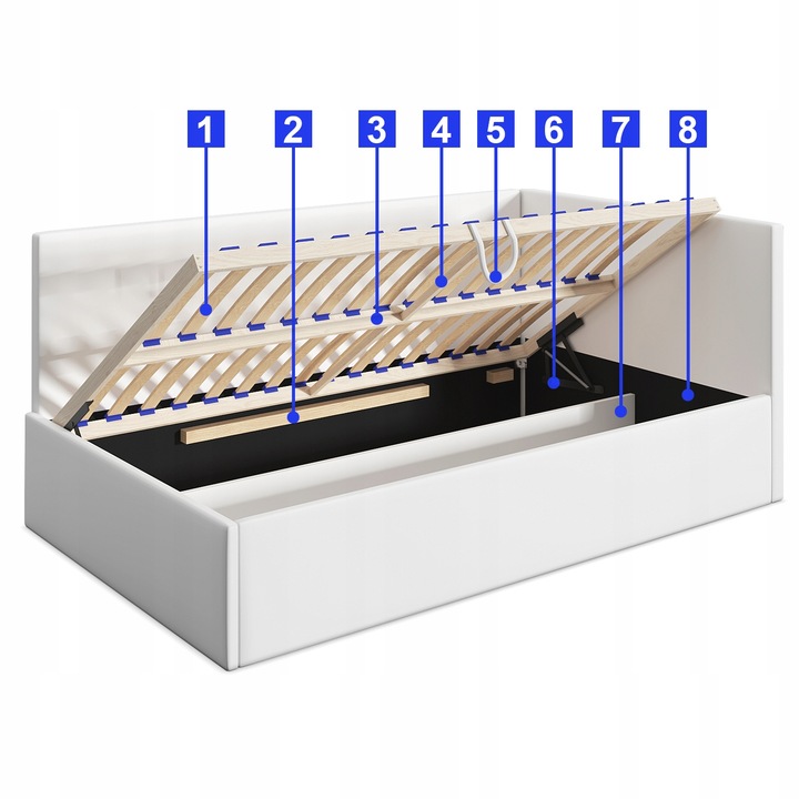 Łóżko młodzieżowe 120x200, Supreme Roma, Tapczan, Pojemnik, Jasny