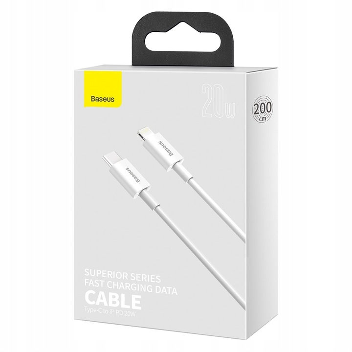 BASEUS KABEL do IPHONE 14 13 12 PRO X XS USB-C - LIGHTNING MOCNY PD 20W 2m