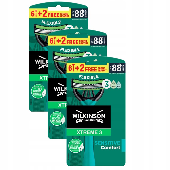 Wilkinson Xtreme3 Sensitive maszynki do golenia 8 x3