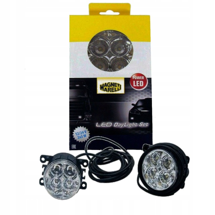LAMPY, ŚWIATŁA DO JAZDY DZIENNEJ DRL LED - okrągłe 90mm - MAGNETI MARELLI