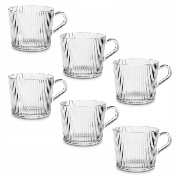Zestaw SZKLANKI DO KAWY napojów SZKLANY KUBEK do herbaty Z UCHEM 6x400ml