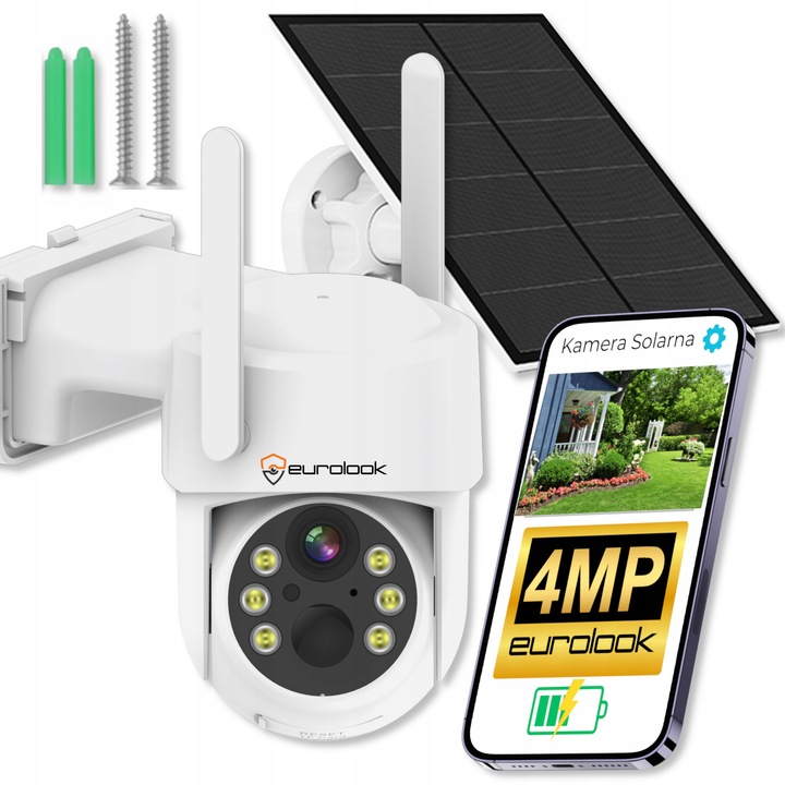 SOLARNA KAMERA WIFI 4MPX SMART ZEWNĘTRZNA OBROTOWA IP BEZPRZEWODOWA ALARM