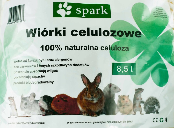 SPARK Wiórki Celulozowe Ściółka Naturalna Podłoże Dla Gryzoni Królika 17 l