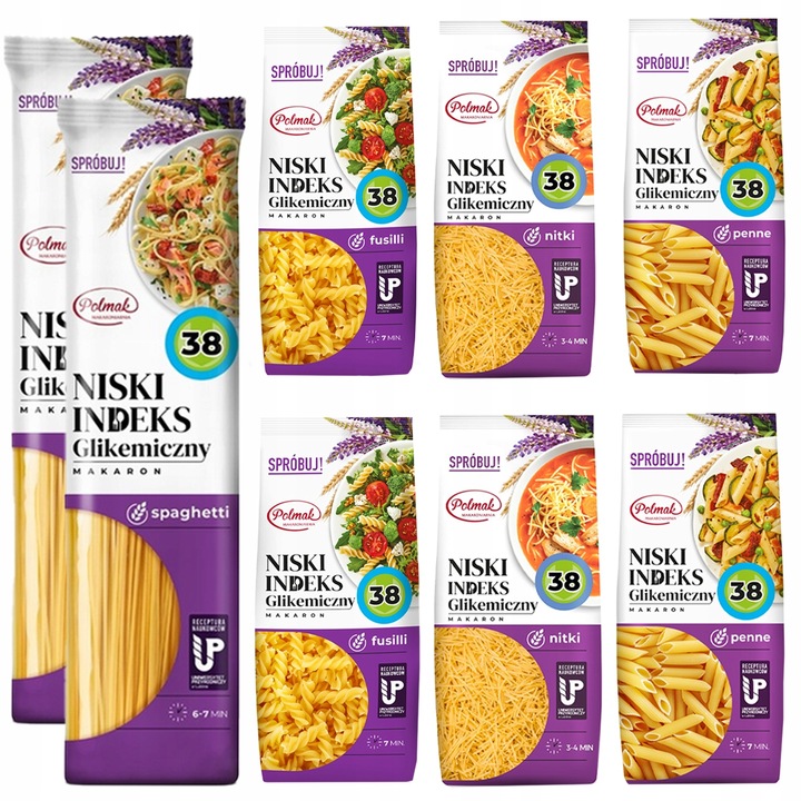 MAKARONY PENNE SPAGHETTI ŚWIDERKI NITKI 250g POLMAK NISKI IG