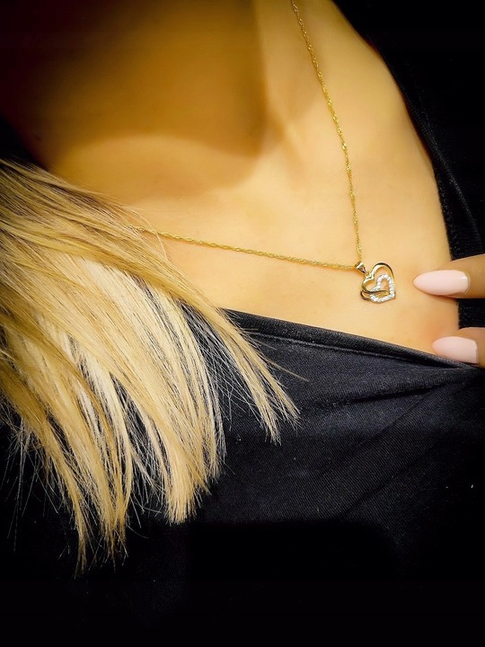 Złoty Łańcuszek 925 Serce Serduszko Grawer