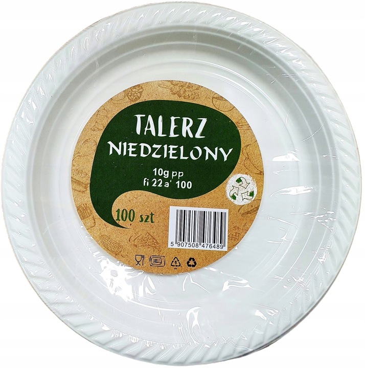 TALERZE TACKI PLASTIKOWE OBIADOWE BIAŁE 22 cm 100 sztuk