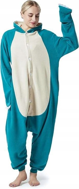 KOSTIUM PIŻAMA Z UŚMIECHEM KOMBINEZON Z KAPTUREM AKSAMITNA ZIELONA r L