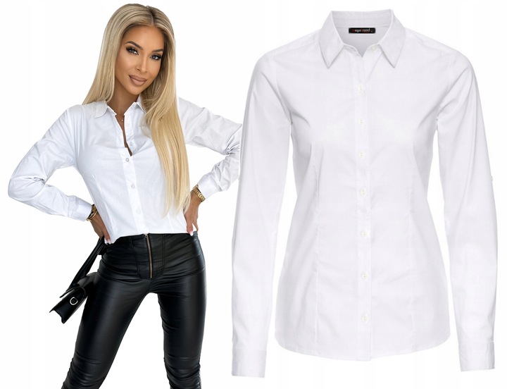 Elegancka Koszula Damska Taliowana Wizytowa Biała M_38