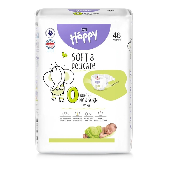 Pieluszki dla wcześniaków 0 Bella Happy Before Newborn do 2kg 46szt.