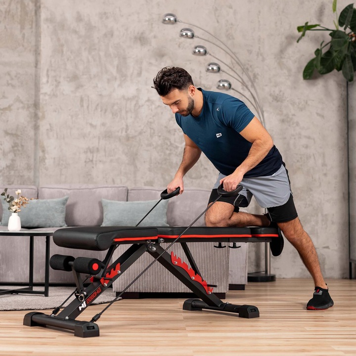 Ławka treningowa z ekspanderami regulowana hopsport 250 kg składana