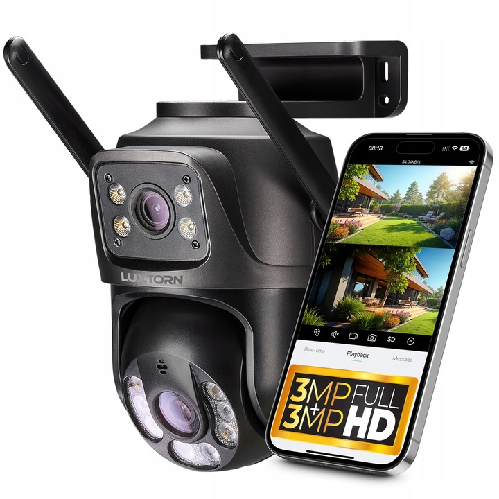 Kamera Zewnętrzna Obrotowa 2 OBIEKTYWY WIFI 2x3MPx LUXTORN ICS33DL-30V1 6MP