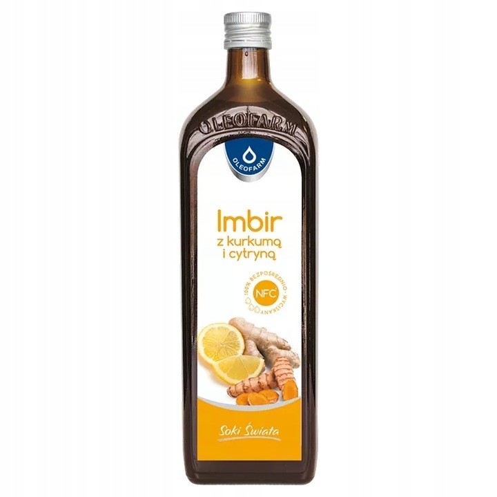 Sok Imbir z kurkumą i cytryną, 980 ml Soki Świata Oleofarm